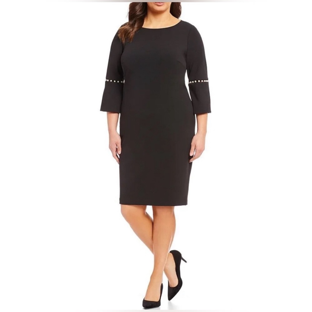 Calvin Klein black sheath dress with pearl detail